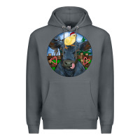 Rock Black Angus Cattle with Santa Chick Christmas Premium Hoodie - RanaPortraitStore