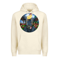 Sandshell Black Angus Cattle with Santa Chick Christmas Premium Hoodie - RanaPortraitStore