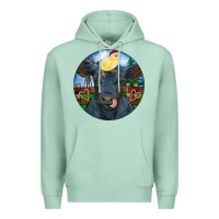 Seafoam Black Angus Cattle with Santa Chick Christmas Premium Hoodie - RanaPortraitStore