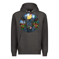 Smoke Black Angus Cattle with Santa Chick Christmas Premium Hoodie - RanaPortraitStore