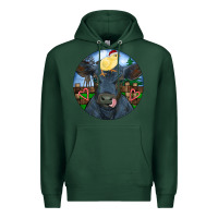 Sports Green Black Angus Cattle with Santa Chick Christmas Premium Hoodie - RanaPortraitStore