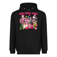 Black retro pink christmas vibes Heavyweight Hoodie - MaliasSmallBusiness