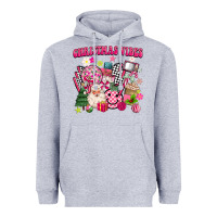 Heather Grey retro pink christmas vibes Heavyweight Hoodie - MaliasSmallBusiness