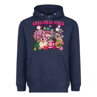 Navy retro pink christmas vibes Heavyweight Hoodie - MaliasSmallBusiness