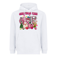 White retro pink christmas vibes Heavyweight Hoodie - MaliasSmallBusiness