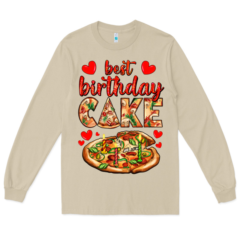 Best Birthday Cake Pizza Long Sleeve Tee by AdoDesignShop | Teevron