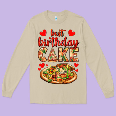 Best Birthday Cake Pizza Long Sleeve Tee Designed By Adodesignshop