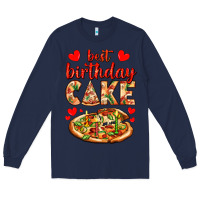 Navy best birthday cake pizza Long Sleeve Tee - AdoDesignShop