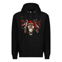 Black Western Christmas Bull Skull Premium Hoodie - RanaPortraitStore