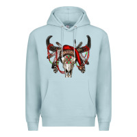 Blue Mist Western Christmas Bull Skull Premium Hoodie - RanaPortraitStore