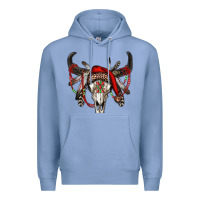 Colony Blue Western Christmas Bull Skull Premium Hoodie - RanaPortraitStore