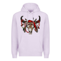 Lilac Western Christmas Bull Skull Premium Hoodie - RanaPortraitStore