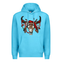 Ocean Blue Western Christmas Bull Skull Premium Hoodie - RanaPortraitStore