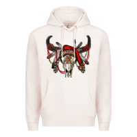 Pale Pink Western Christmas Bull Skull Premium Hoodie - RanaPortraitStore