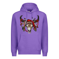 Purple Western Christmas Bull Skull Premium Hoodie - RanaPortraitStore