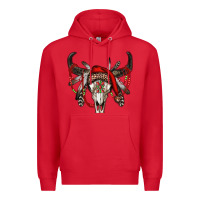 Red Western Christmas Bull Skull Premium Hoodie - RanaPortraitStore