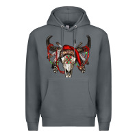 Rock Western Christmas Bull Skull Premium Hoodie - RanaPortraitStore