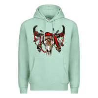 Seafoam Western Christmas Bull Skull Premium Hoodie - RanaPortraitStore