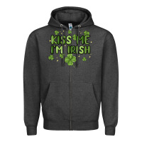 Charcoal Heather kiss me i'm irish Zipper Hoodie - MaliasSmallBusiness