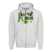 Dove Grey kiss me i'm irish Zipper Hoodie - MaliasSmallBusiness