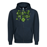 Navy kiss me i'm irish Zipper Hoodie - MaliasSmallBusiness