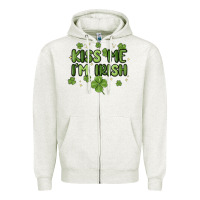 Oatmeal Heather kiss me i'm irish Zipper Hoodie - MaliasSmallBusiness