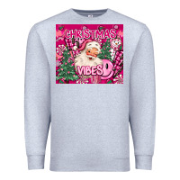 Heather Grey pink christmas vibes Premium Sweatshirt - MaliasSmallBusiness