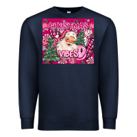 Navy pink christmas vibes Premium Sweatshirt - MaliasSmallBusiness