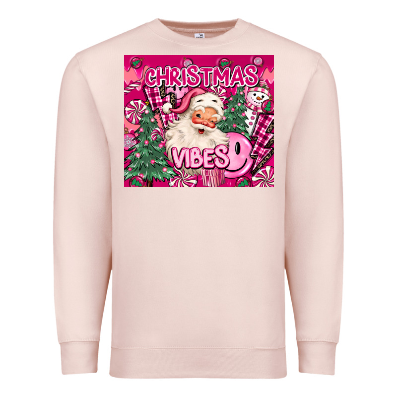 Pink Christmas Vibes Premium Sweatshirt by MaliasSmallBusiness | Teevron