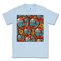 Dusty Blue back to school with apple seamless pattern Classic Tee - BundleAndBundleShop