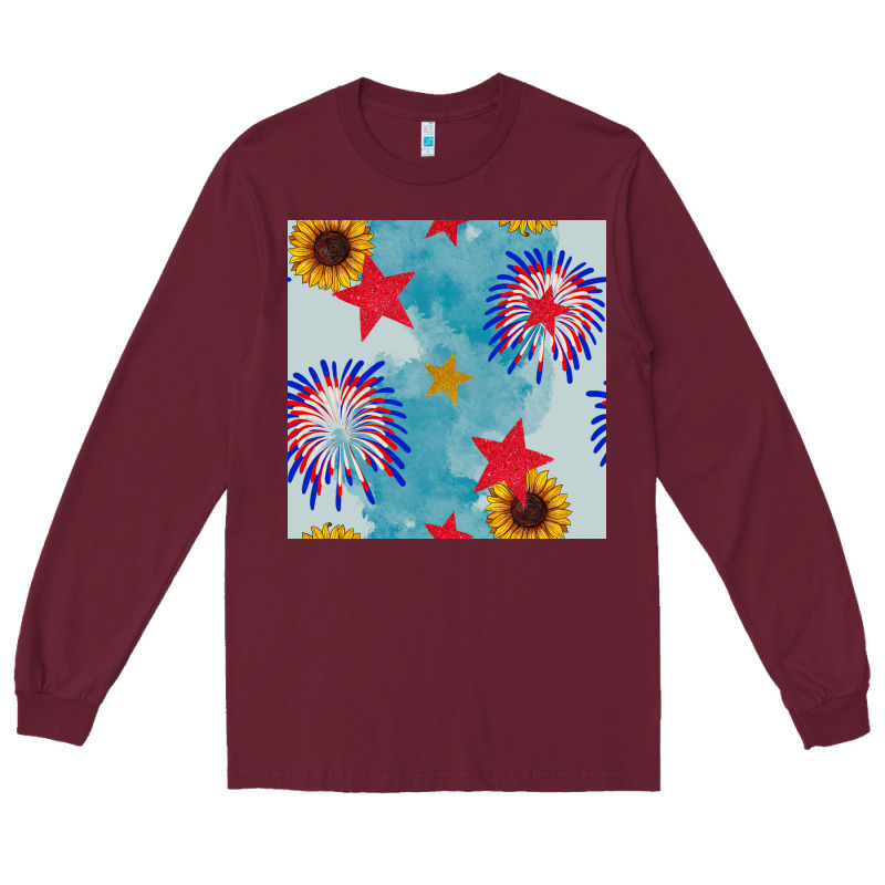 Patriotic Fireworks And Sunflower Long Sleeve Tee by BundleAndBundleShop | Teevron