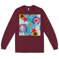 Burgundy patriotic fireworks and sunflower Long Sleeve Tee - BundleAndBundleShop