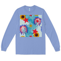 Colony Blue patriotic fireworks and sunflower Long Sleeve Tee - BundleAndBundleShop