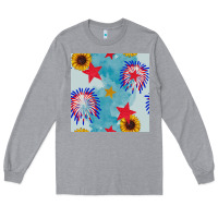 Heather Grey patriotic fireworks and sunflower Long Sleeve Tee - BundleAndBundleShop