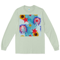 Matcha patriotic fireworks and sunflower Long Sleeve Tee - BundleAndBundleShop