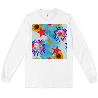 White patriotic fireworks and sunflower Long Sleeve Tee - BundleAndBundleShop