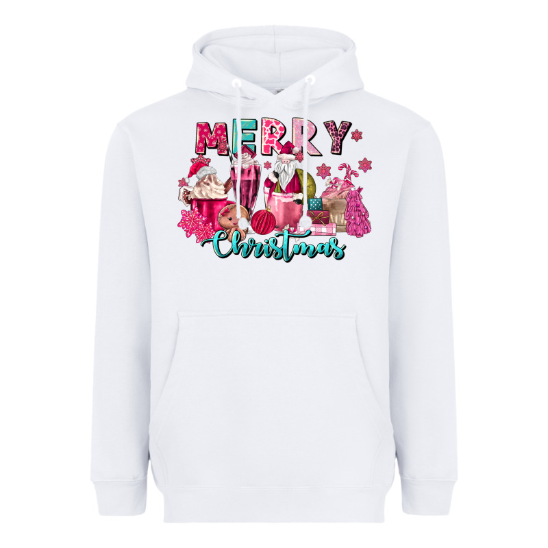 Pink Christmas Coffee Cups Heavyweight Hoodie by MaliasSmallBusiness | Teevron