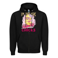 Black i'm just here for the chicks Zipper Hoodie - MaliasSmallBusiness