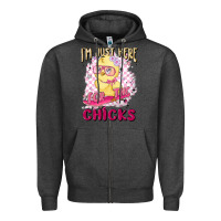 Charcoal Heather i'm just here for the chicks Zipper Hoodie - MaliasSmallBusiness