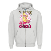 Dove Grey i'm just here for the chicks Zipper Hoodie - MaliasSmallBusiness