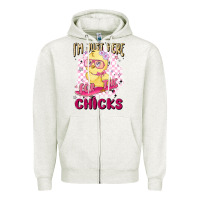 Oatmeal Heather i'm just here for the chicks Zipper Hoodie - MaliasSmallBusiness