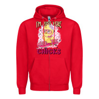 Red i'm just here for the chicks Zipper Hoodie - MaliasSmallBusiness
