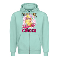 Seafoam i'm just here for the chicks Zipper Hoodie - MaliasSmallBusiness
