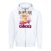 White i'm just here for the chicks Zipper Hoodie - MaliasSmallBusiness