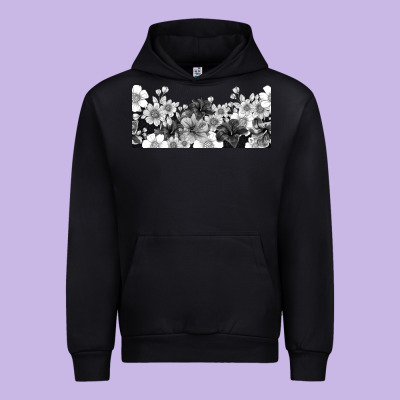 Black And White Floral Urban Hoodie Designed By Tumblerdesignbyshophia