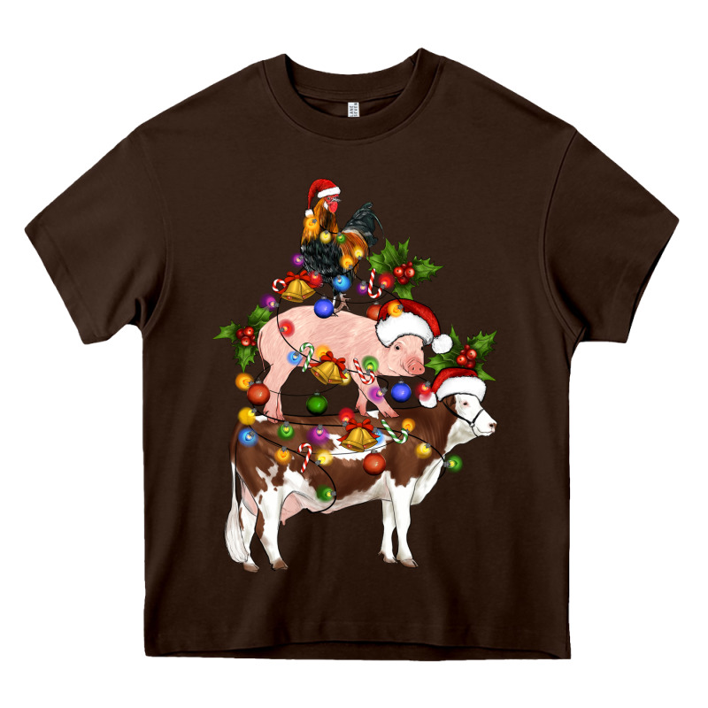 Stacked Christmas Farm Animals Heavy Core Tee by Artiststas | Teevron