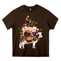 Chocolate Brown stacked christmas farm animals Heavy Core Tee - Artiststas