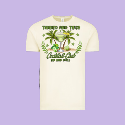 Tanned And Tipsy Cocktail Club Sip And Chill Vintage Tee Designed By Jahusdesignshop