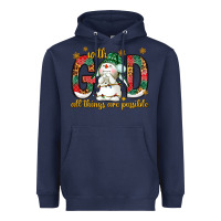 Navy With God all things are possible with snowman Heavyweight Hoodie - NancyCooperArtShop