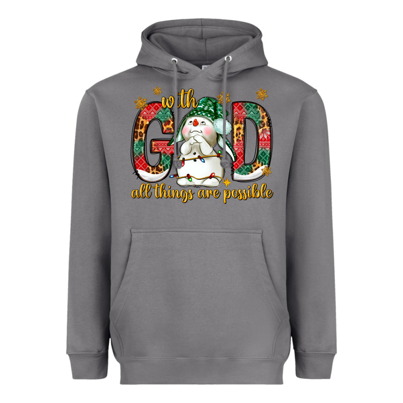 With God All Things Are Possible With Snowman Heavyweight Hoodie by NancyCooperArtShop | Teevron